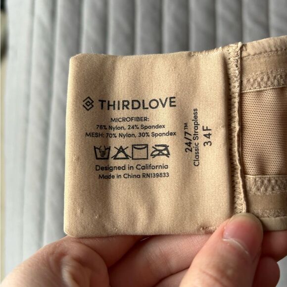 ThirdLove 24/7 Classic Strapless Bra Nude Size 34F - Picture 6 of 8